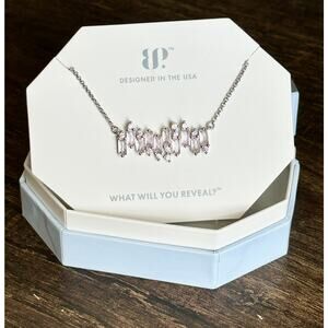 Bomb Party RBP6374 Trust Who I Am Lab Created Morganite Rhodium Plated Necklace